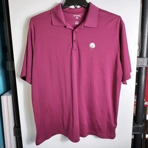 Antigua Magenta‎ Polo Shirt Mens XL Embroidered Cotton Boll "Staff" Logo Golf